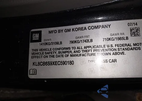 2014 Chevrolet Spark Ls Auto from USA, damaged, VIN KL8CB6S9XEC590180